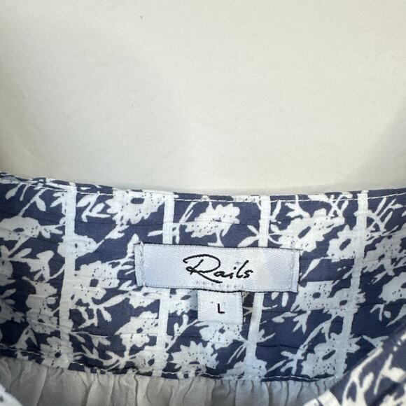 RAILS Valentina Ruffle Hem Crinkle Dress Camellia Print Size Large Navy Floral - Picture 5 of 8